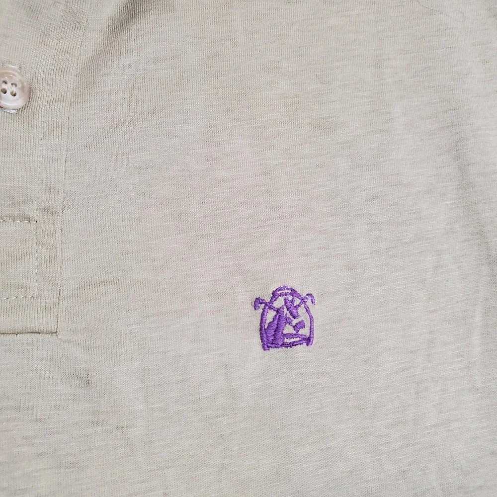 VINTAGE Chaps Ralph Lauren Men Polo Shirt Large Beige Single Stitch Logo READ